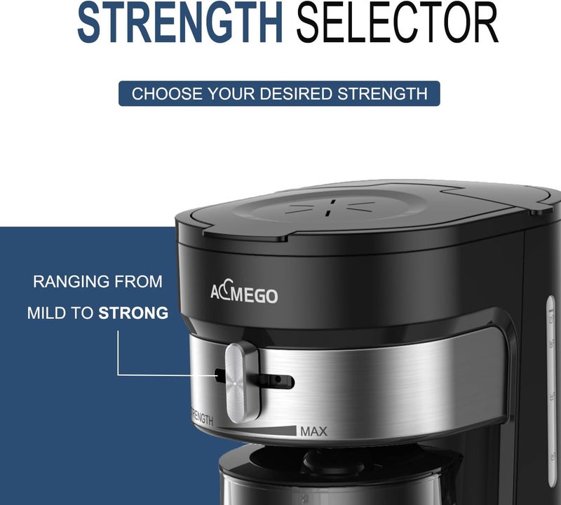 Aimego Iced Tea Maker, Brewing System with 2.5-quart Glass Pitcher, sliding strength selector, Stainless Steel Decoration, Reusable Filter (Black) - Image 4